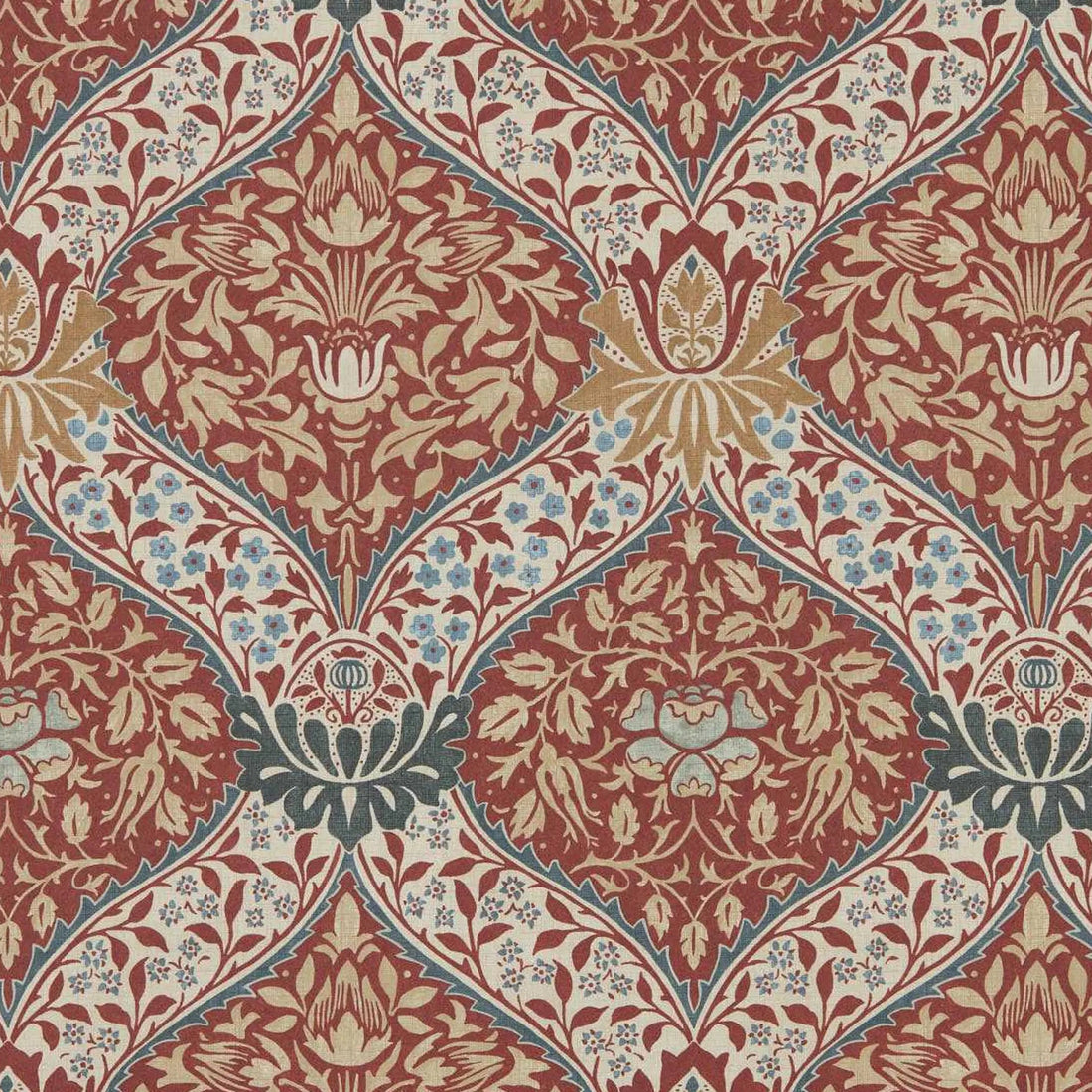 Morris and Co behang Norbury Slate/Madder 217594