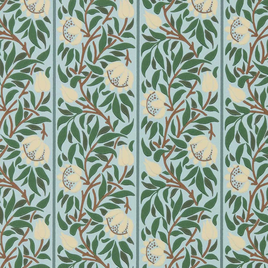Morris and Co behang Peony Trellis Soft Blue/Nettle 217569