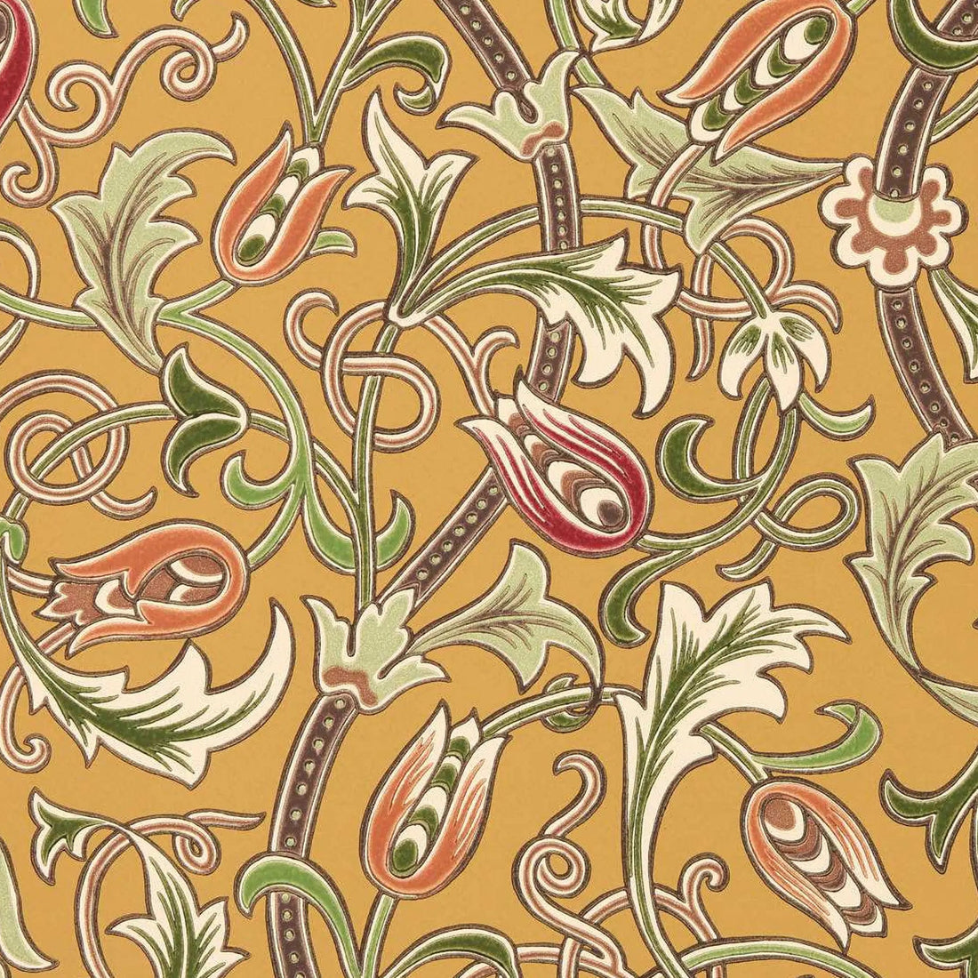 Morris and Co behang Scrolling Tulip Gold 217564