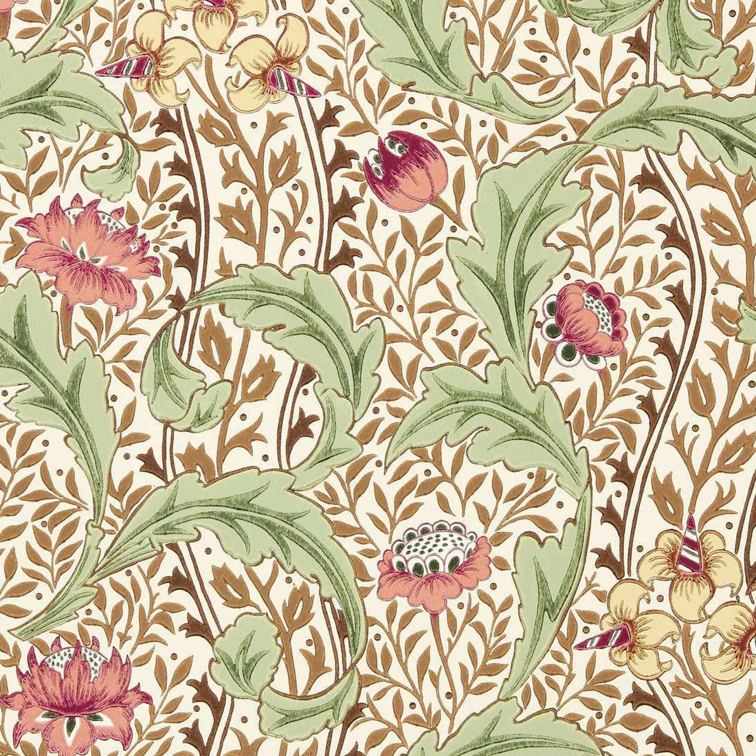 Morris and Co behang Wild Tulip &amp; Vine Rose/Linen 217579