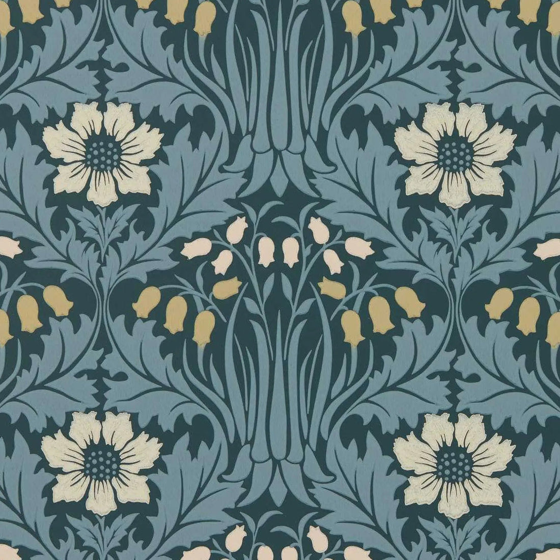 Morris and Co behang Woodbell &amp; Anemone Indigo 217574