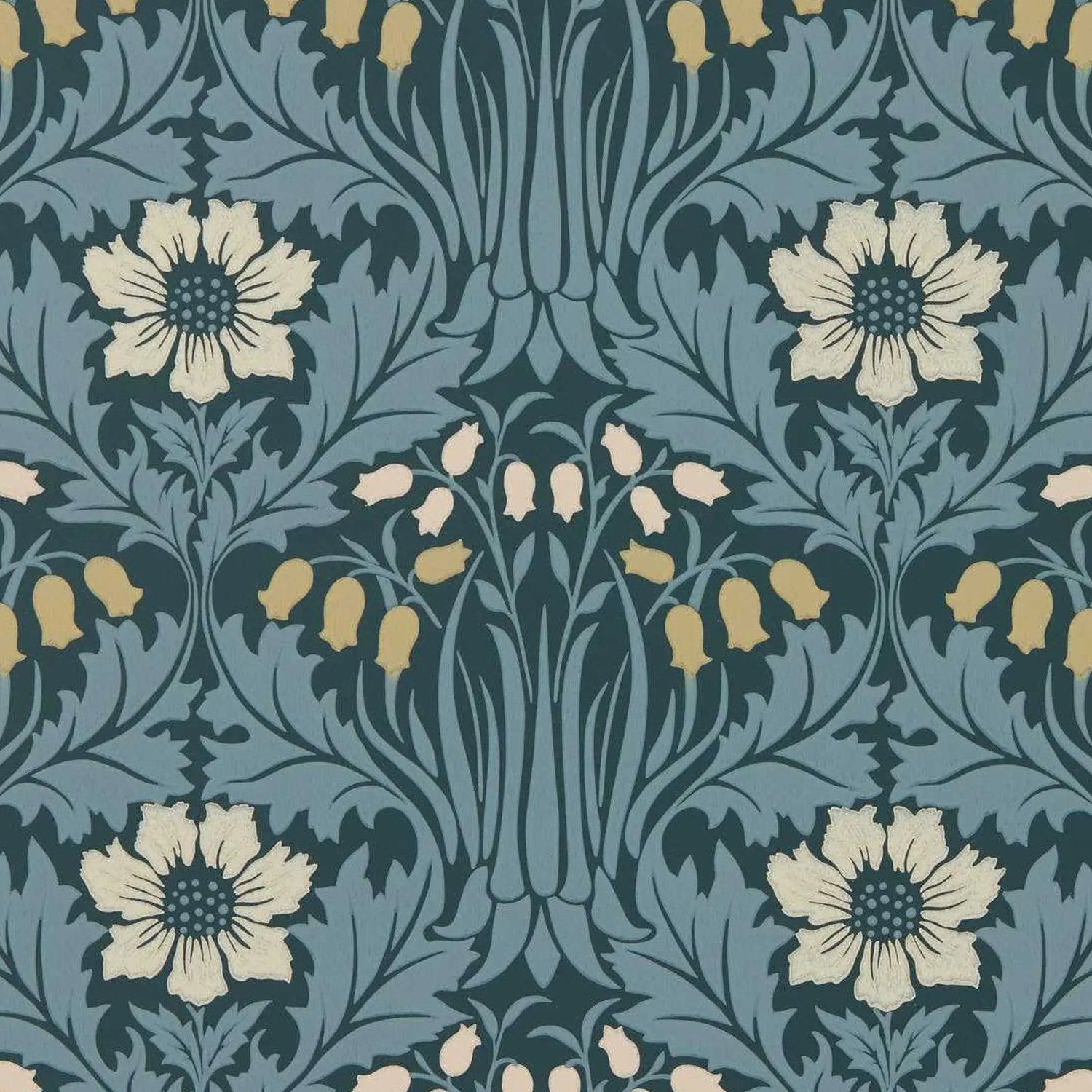 Morris and Co behang Woodbell &amp; Anemone Indigo 217574