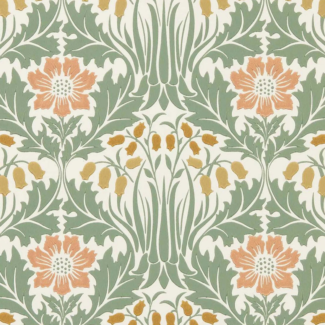 Morris and Co behang Woodbell &amp; Anemone Rose/Sage 217573