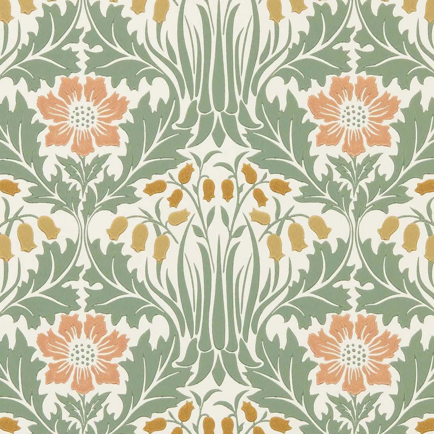 Morris and Co behang Woodbell &amp; Anemone Rose/Sage 217573