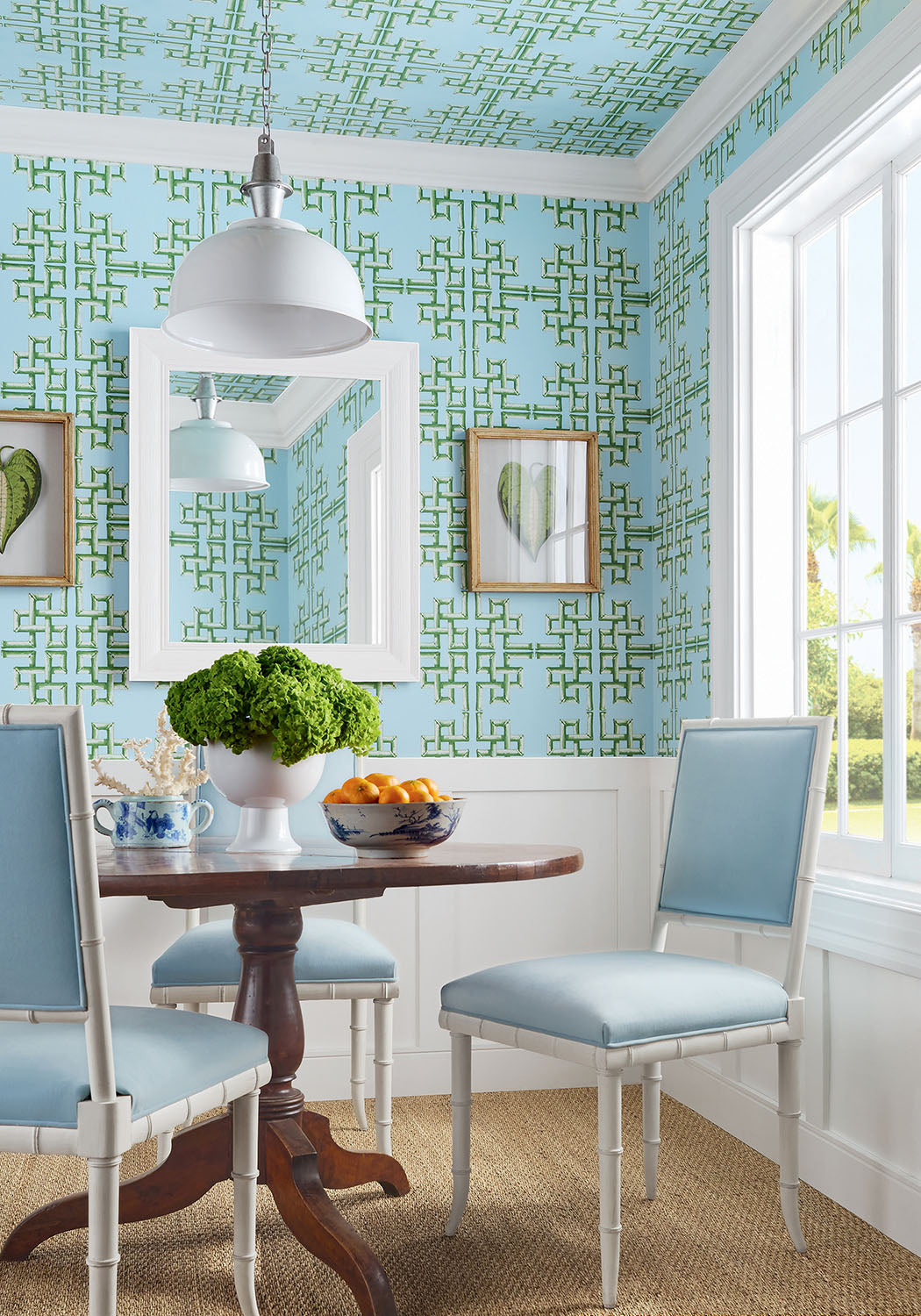 Thibaut behang Boca Bamboo Green and Blue T13903