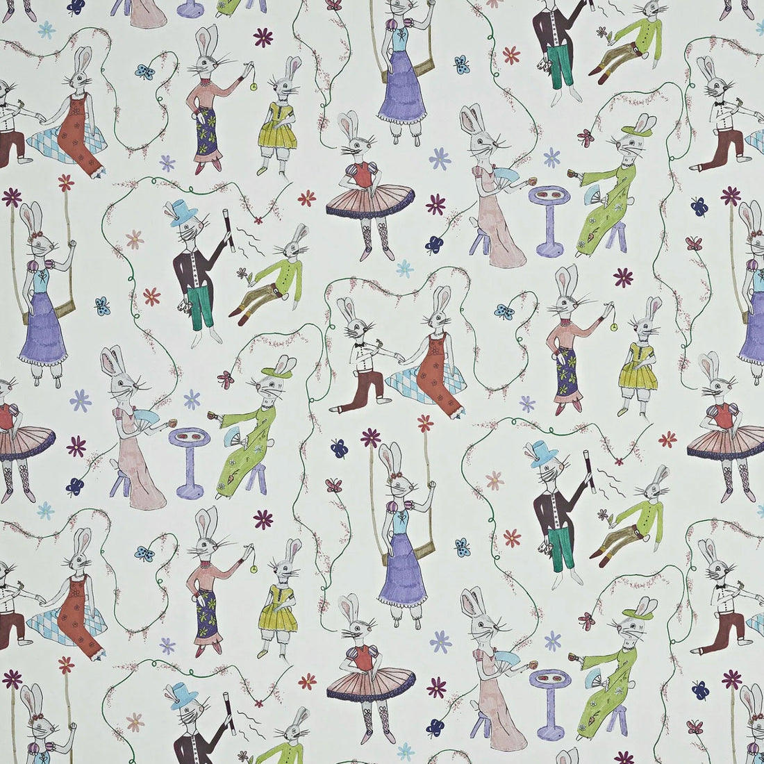 Pierre Frey behang Les Lapins de Charlotte Multicolore FP811001