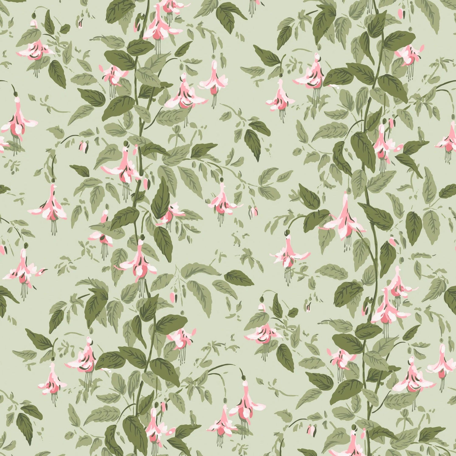 Cole and Son behang Fuchsia Powder Pink and Olive on Soft Spring Green 128/6032