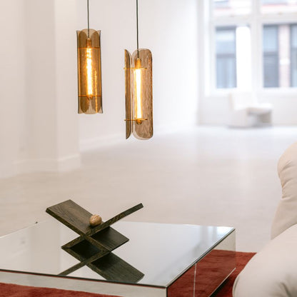 Tonone Razor Pendant Vertical bruin glas hanglamp