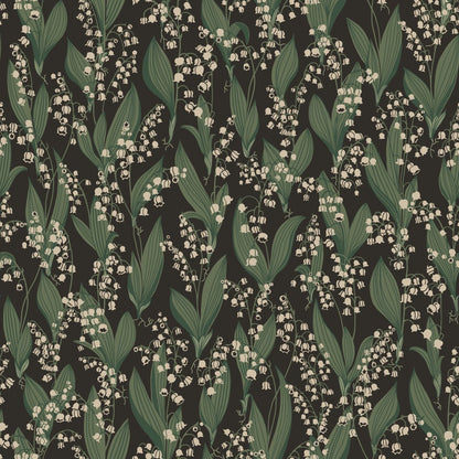 Sandberg behang Liljekonvalj Charcoal S10769