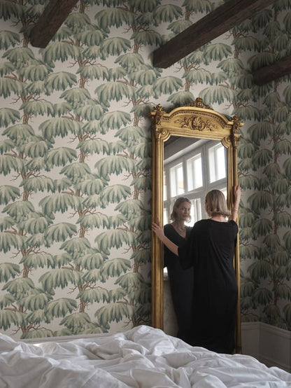 Sandberg behang Alba - Green S10664 sfeerafbeelding slaapkamer