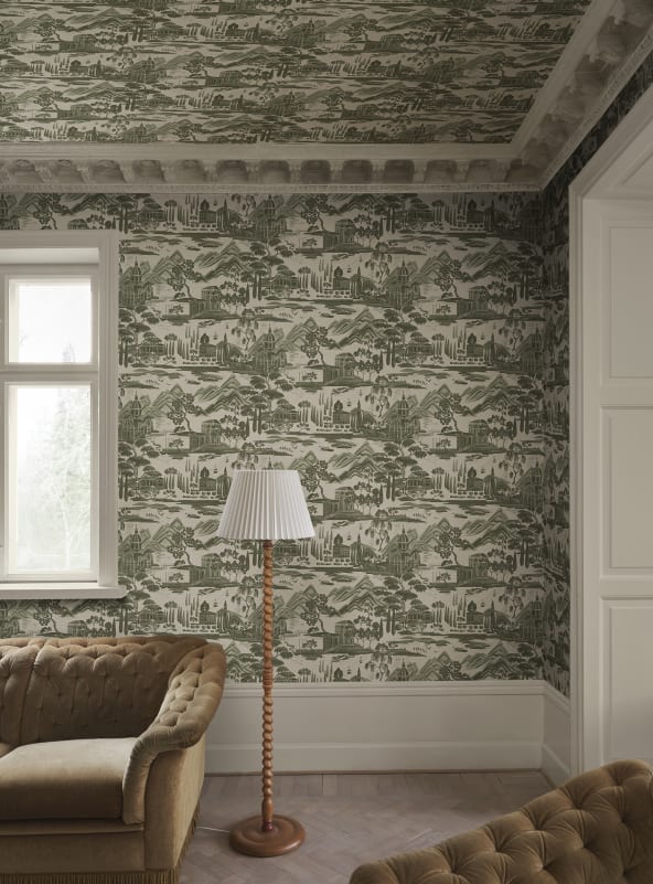 Sandberg behang Lake Como Forest Green S10689