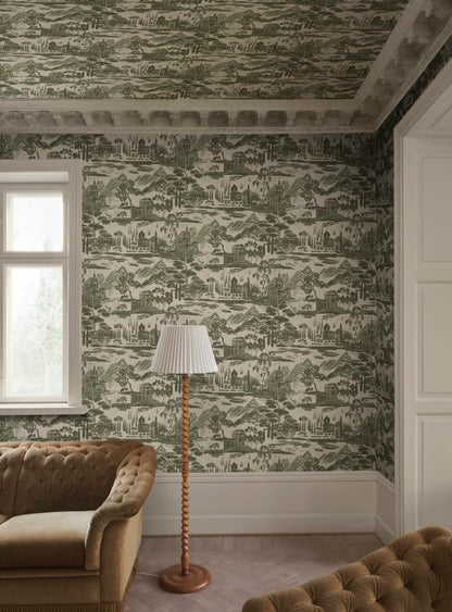 Sandberg behang Lake Como Forest Green S10689