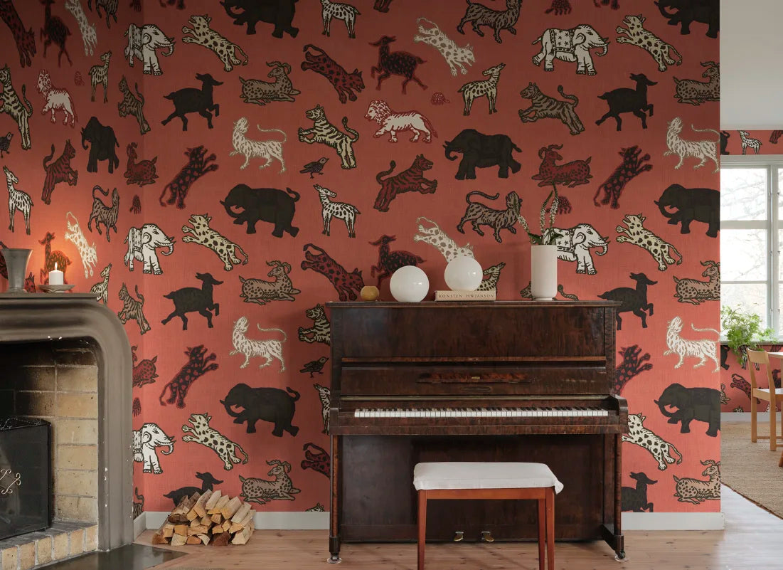 Sandberg behang Leonard Red S10725