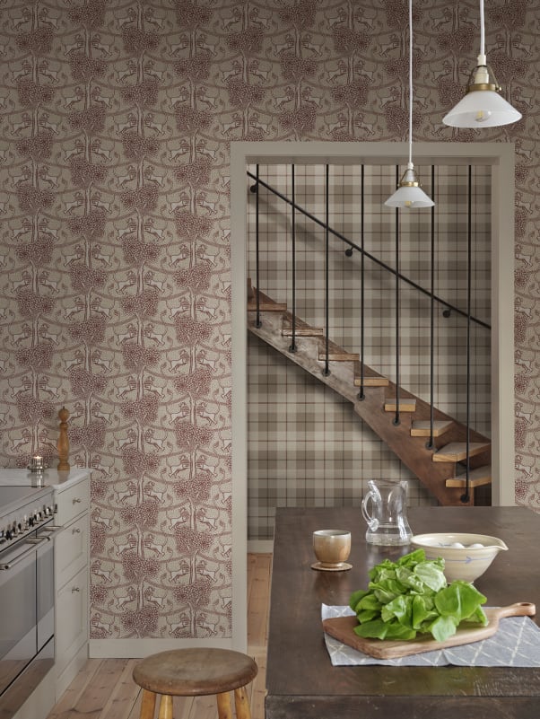 Sandberg behang Leopold Burgundy S10736