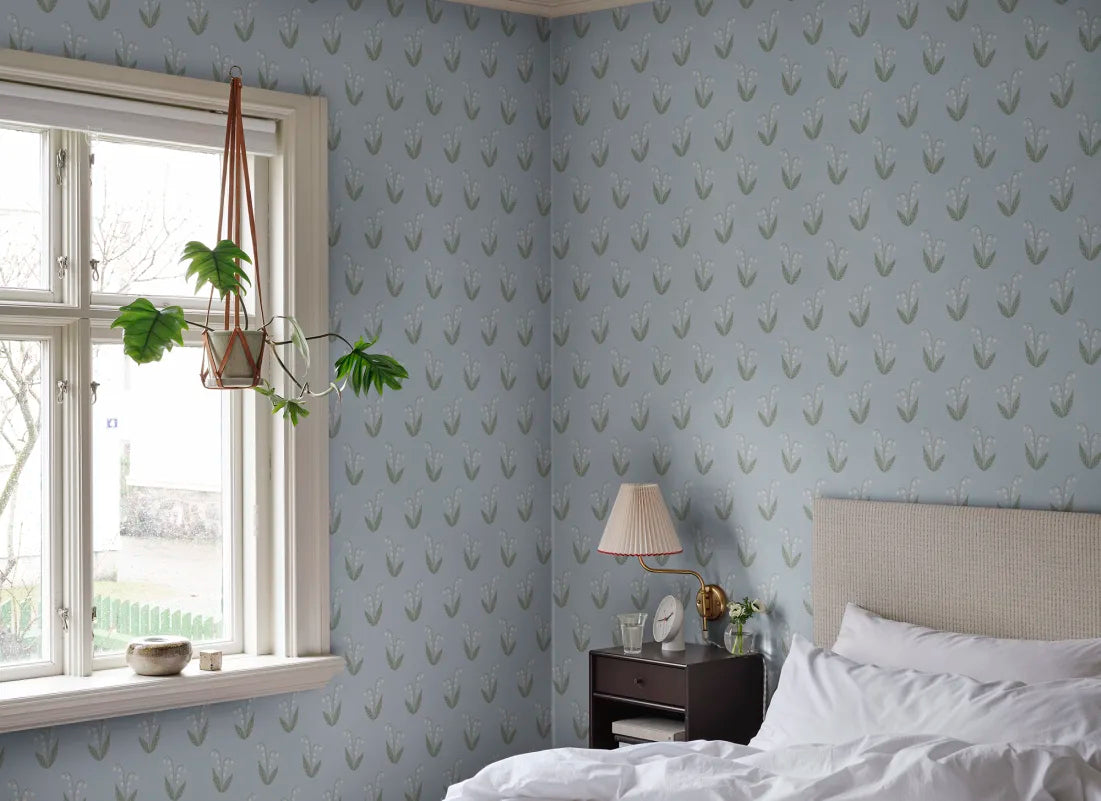 Sandberg behang Lilly Light Blue S10634 bedroom]