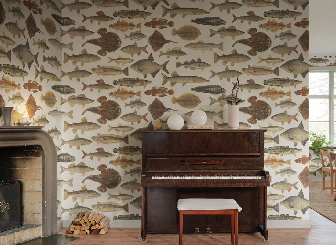 Sandberg behang Scandinavian Fish Beige S10728