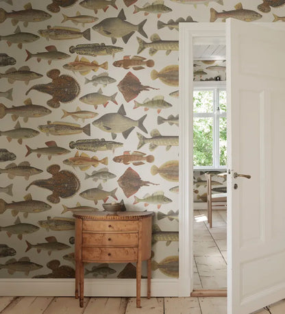 Sandberg behang Scandinavian Fish Beige S10728