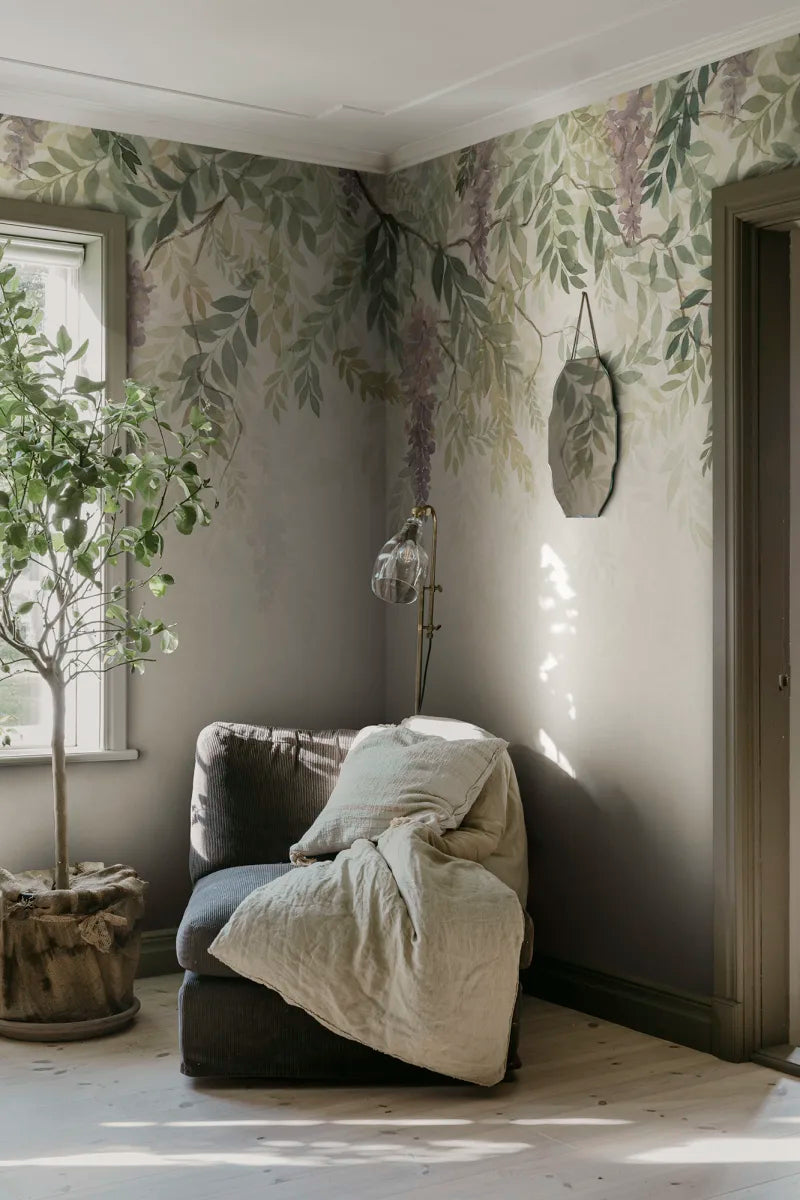 Sandberg behang Wisteria Green S10657
