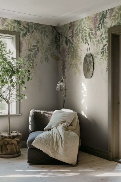 Sandberg behang Wisteria Green S10657
