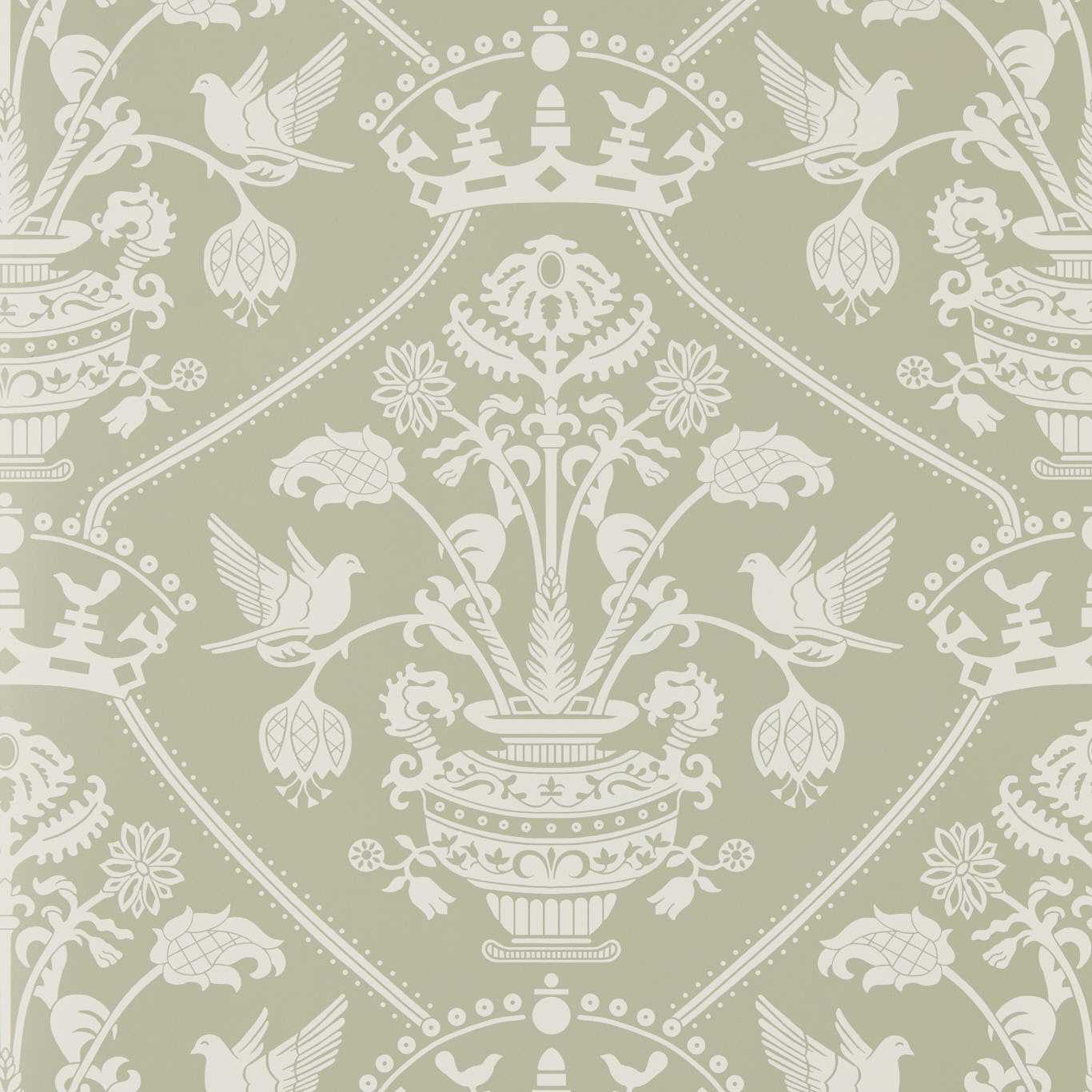 Sanderson Highgrove Damas Silver Green 217502