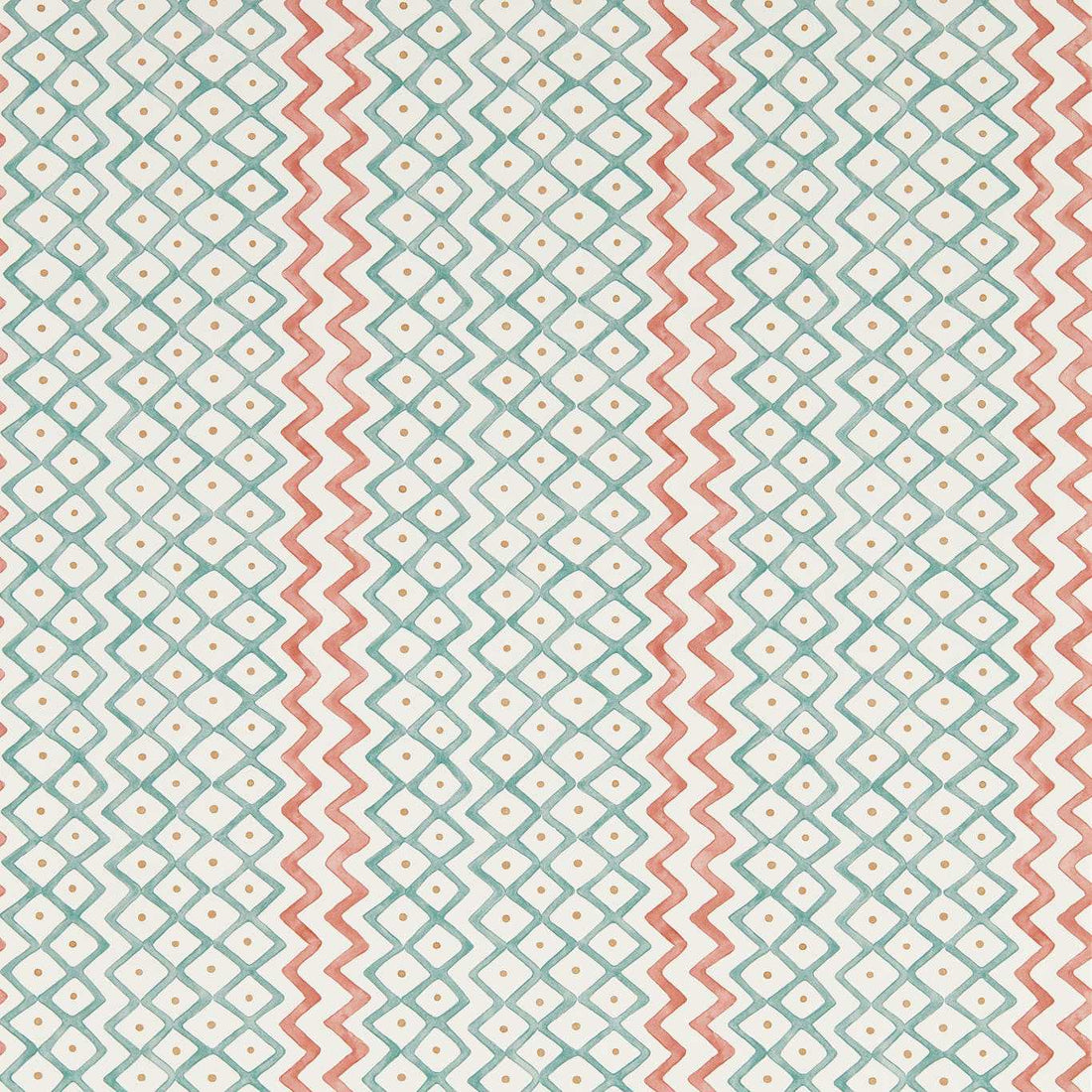 Sanderson behang Khes Udaipur Blue/Aleppo Pepper 217452