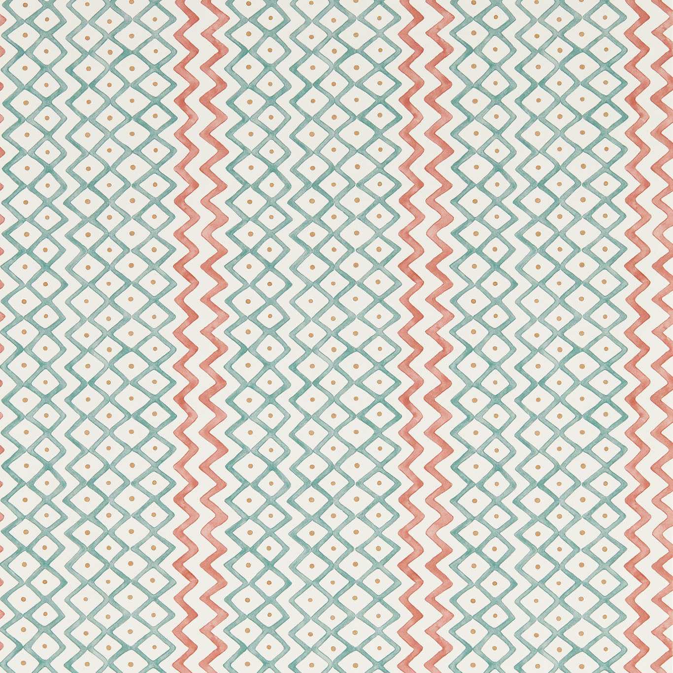 Sanderson behang Khes Udaipur Blue/Aleppo Pepper 217452