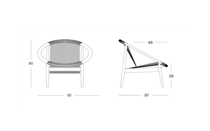 Vincent Sheppard Frida lounge chair untreated teak/ dune white rope