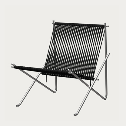 Fritz Hansen PK4™ fauteuil zwart flag halyard geborsteld RVS staal