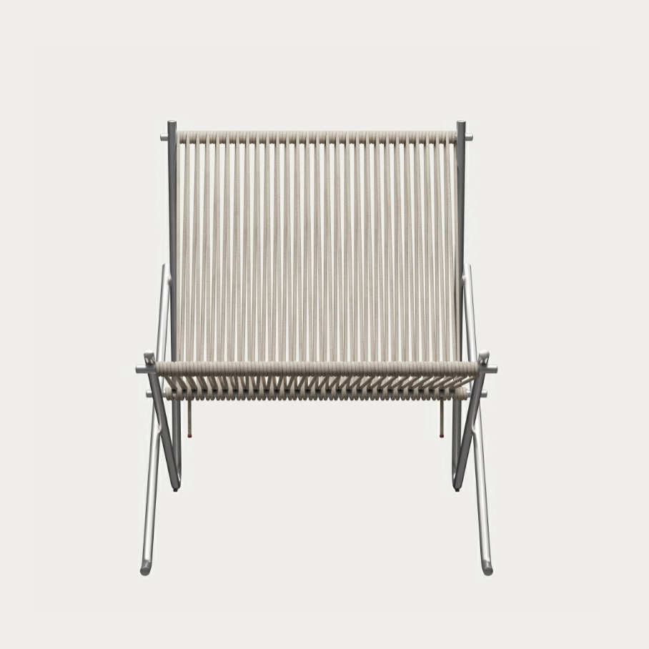 Fritz Hansen PK4™ fauteuil natural flag halyard geborsteld RVS staal
