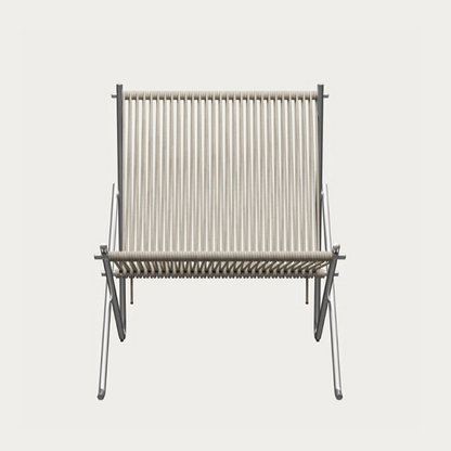 Fritz Hansen PK4™ fauteuil natural flag halyard geborsteld RVS staal