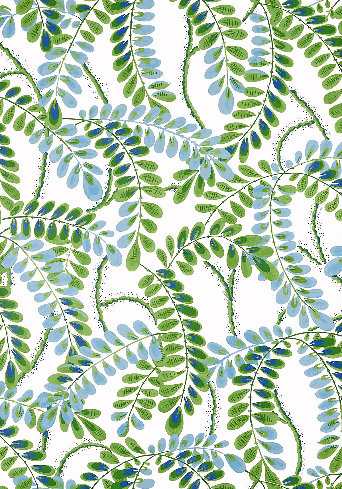 Thibaut behang Augusta T45038 in de kleur Blue and Green uit de Wanderlust collectie 