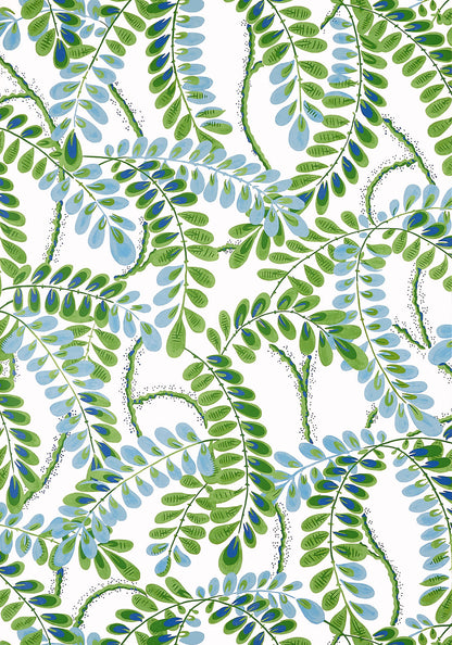 Thibaut behang Augusta T45038 in de kleur Blue and Green uit de Wanderlust collectie 