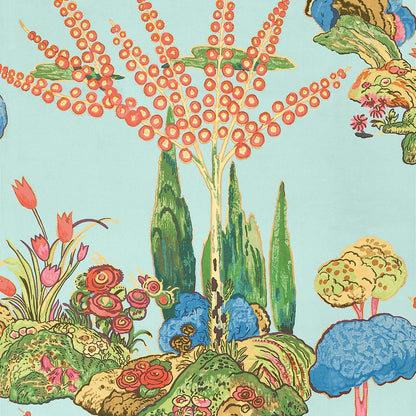 Thibaut behang Orleans T45030 Turquoise  uit de Wanderlust collectie 