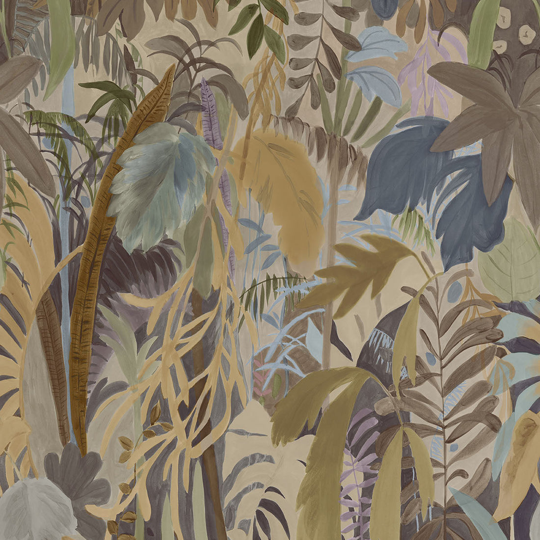 Thibaut behang Rainforest Mural Neutral on Metallic TM15854