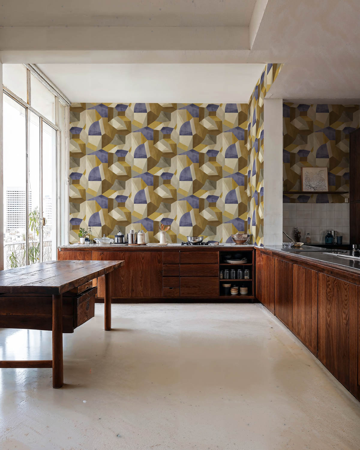 Tres Tintas behang Buildings Lilac UT5403-1