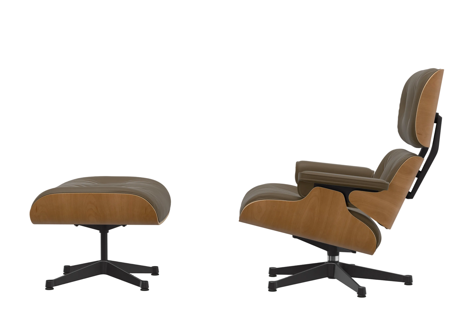 Vitra Eames Lounge Chair en Ottoman cherry-olive olive kleur 