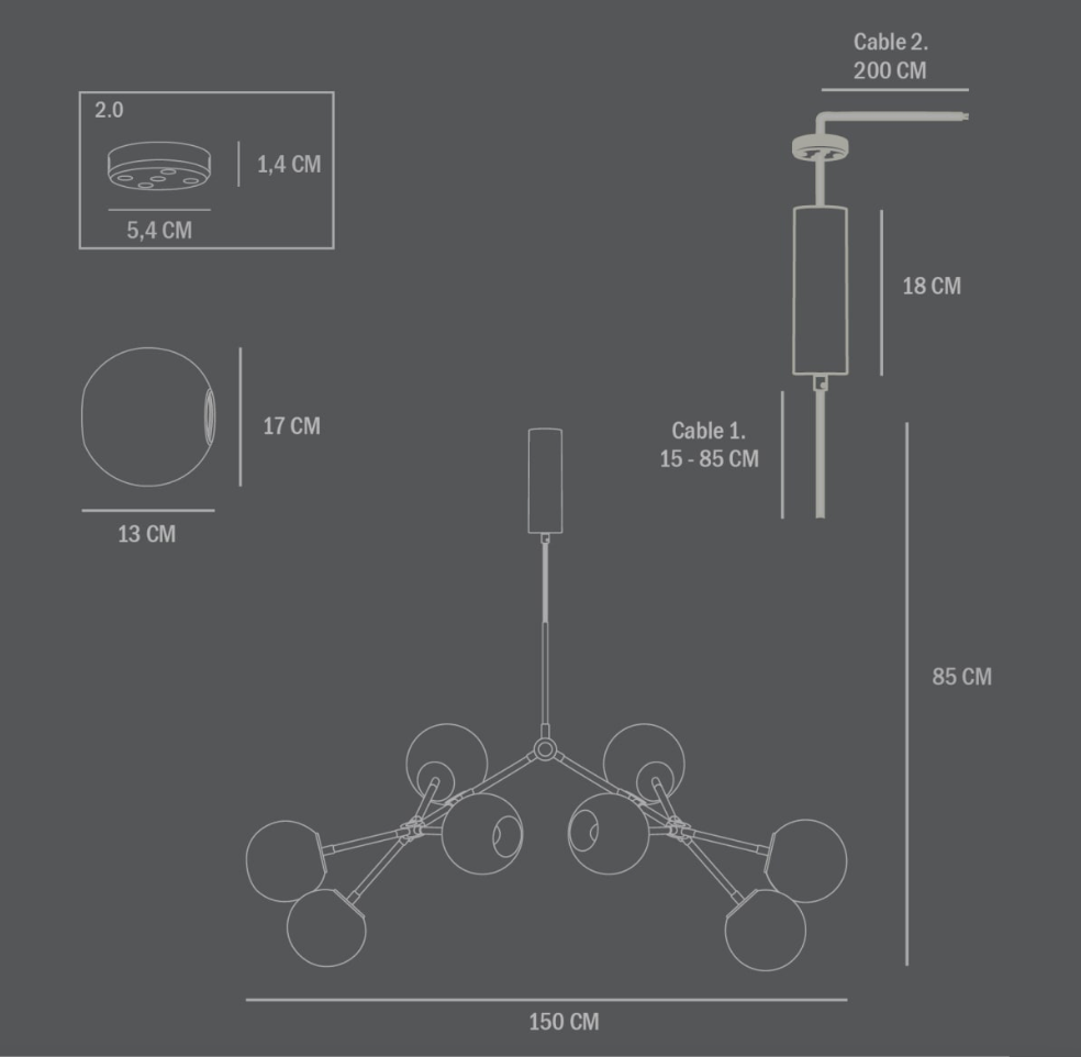 101 Copenhagen Drop Chandelier Globe- Chrome