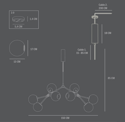 101 Copenhagen Drop Chandelier Globe- Chrome