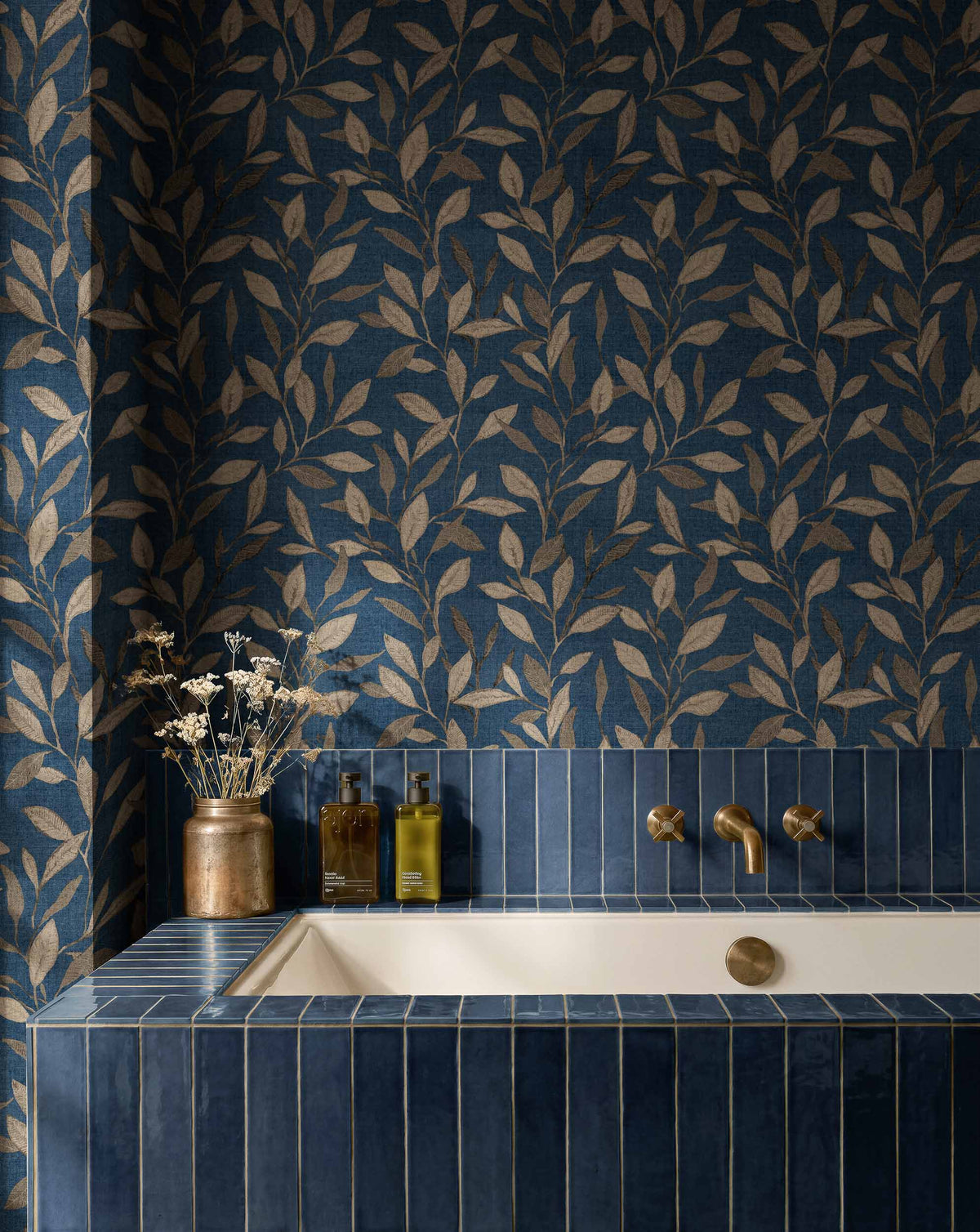 Coordonné behang Bagru Indigo D00443