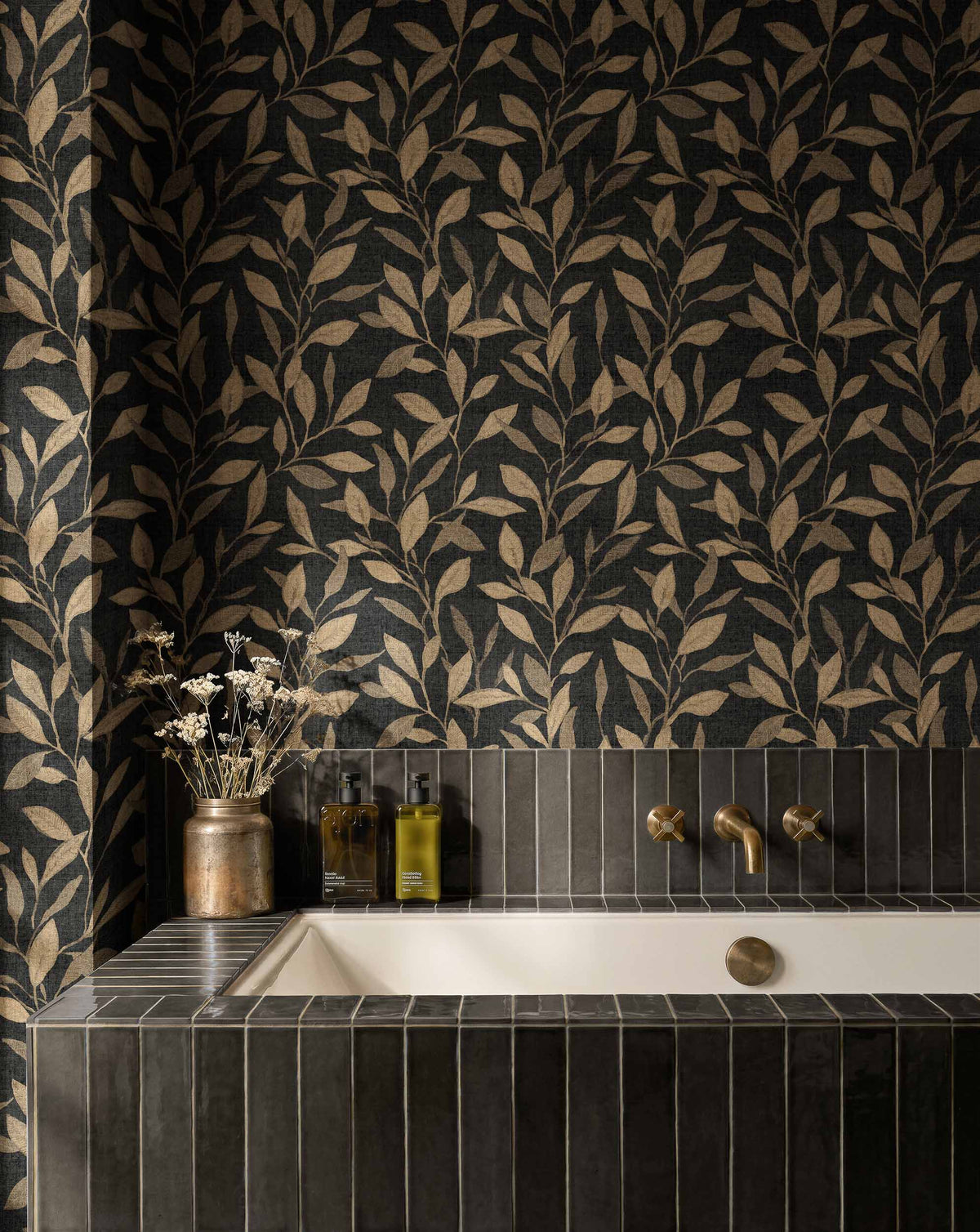 Coordonné behang Bagru Onyx D00448