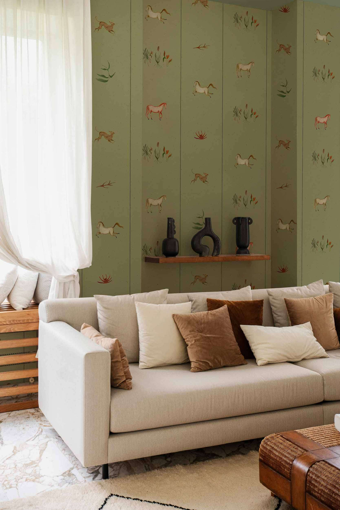 Coordonné behang Bike ride Green A00910