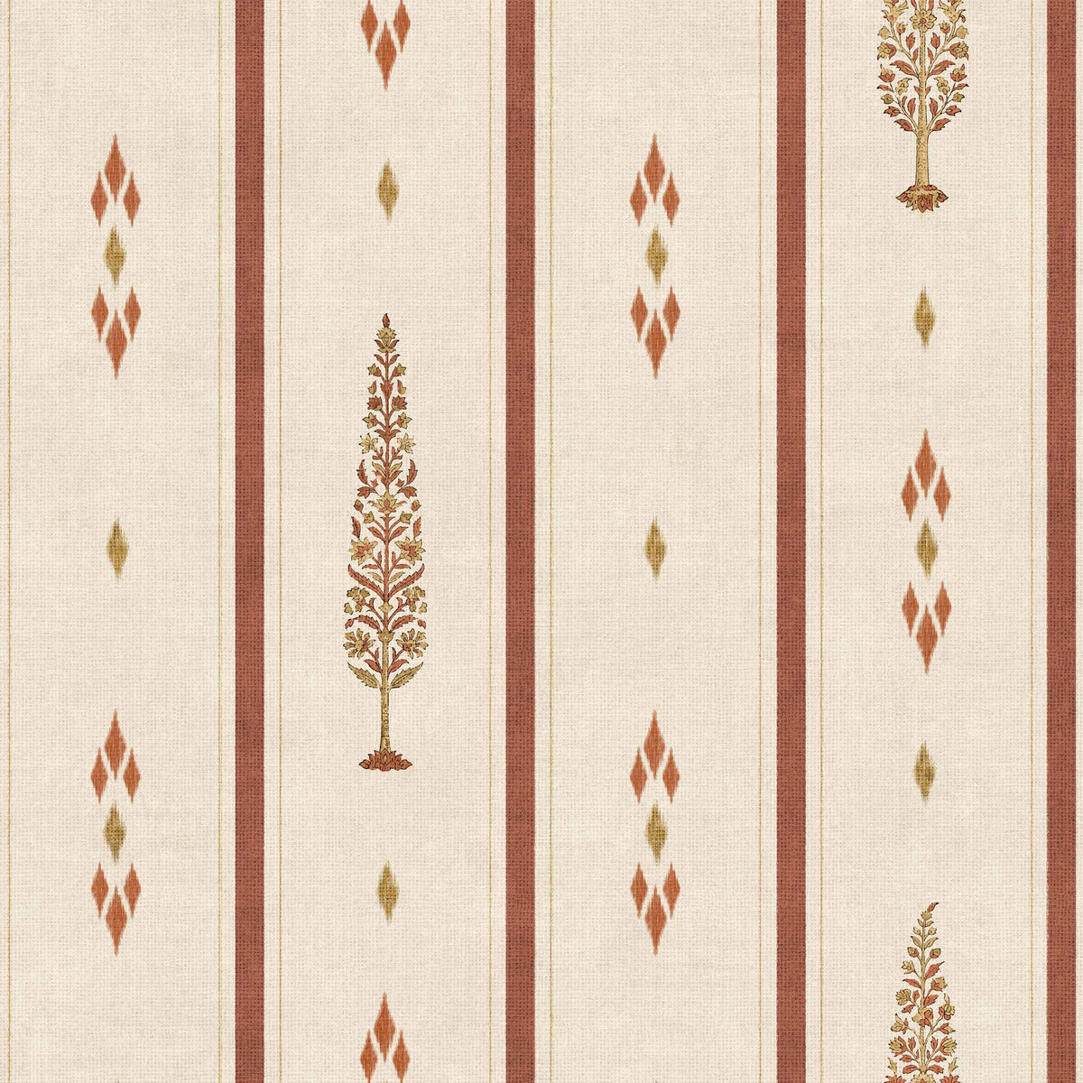 Coordonné behang Boteh Vermillion D00427