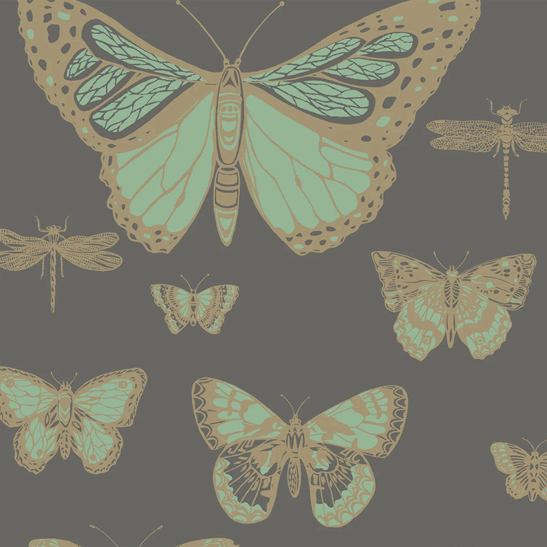 Cole and Son behang Butterflies &amp; Dragonflies Viridian 103/15067