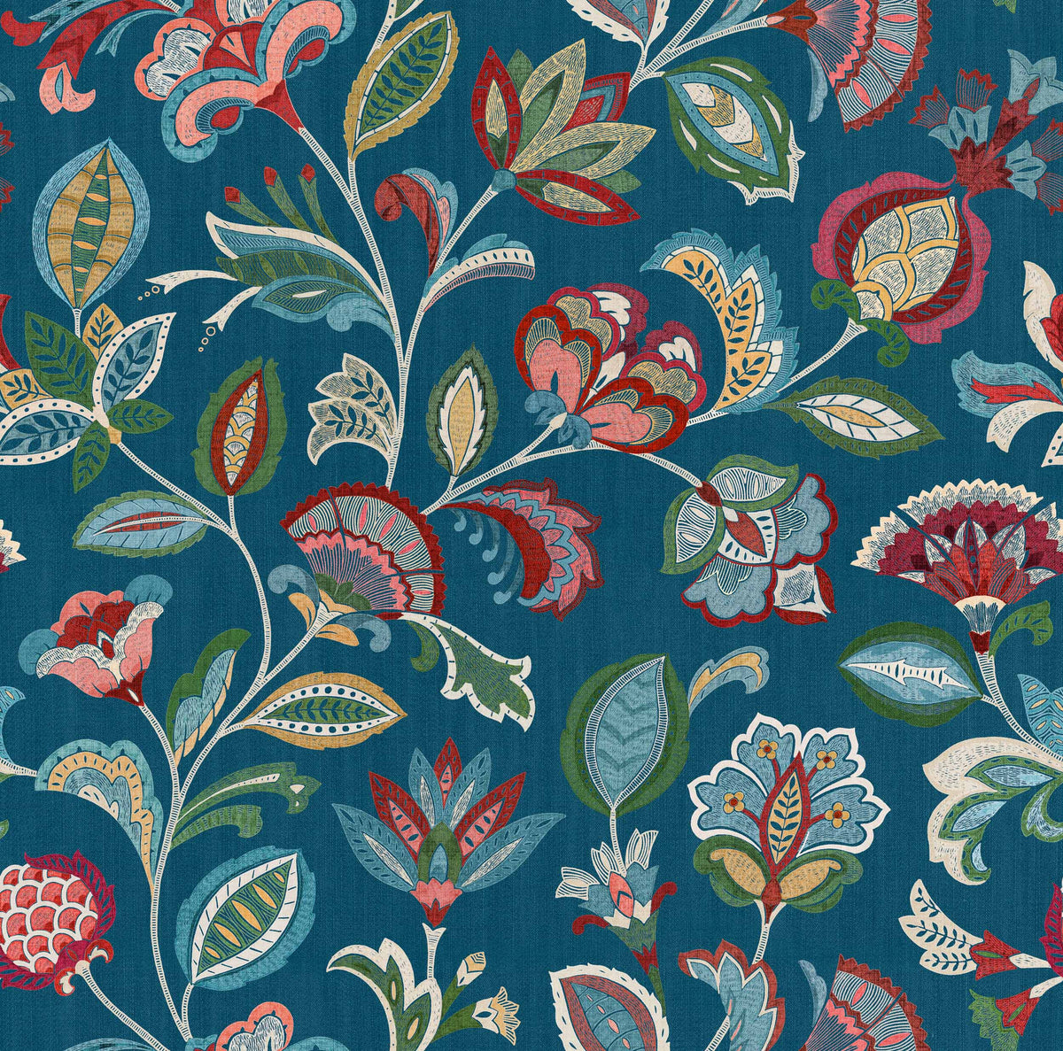 Coordonné behang Chintz Indigo D00401
