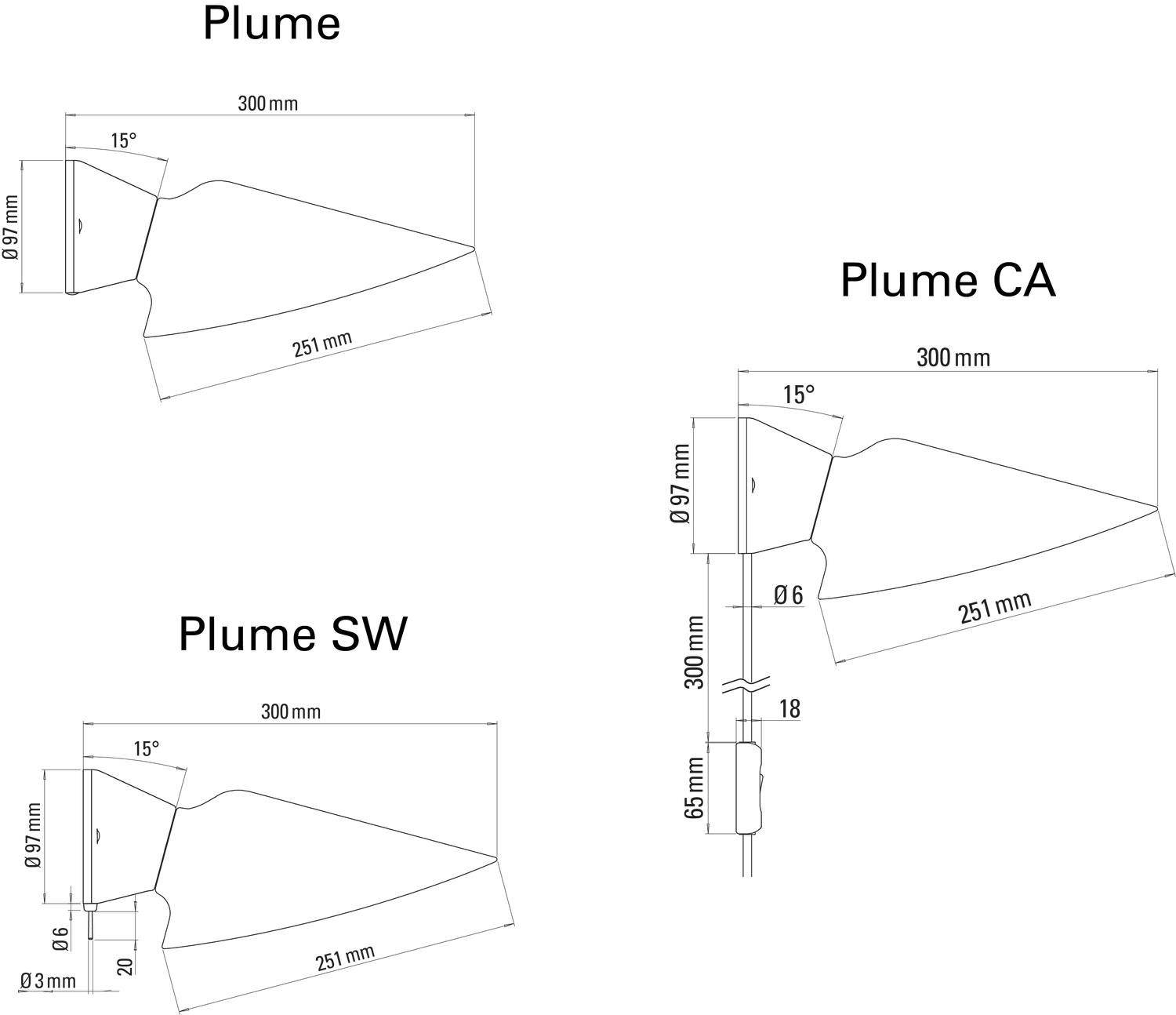 DCW éditions Plume wandlamp