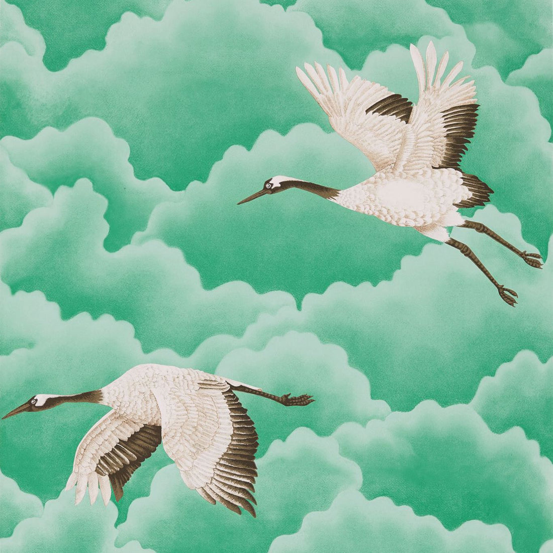 Harlequin behang Cranes in Flight Emerald 111233