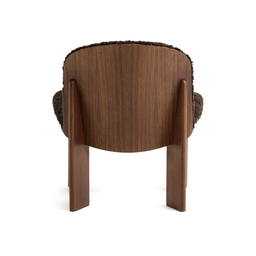 HAY Chisel 85 Lounge Chair gelakt walnoot schapenvacht Espresso achterkant