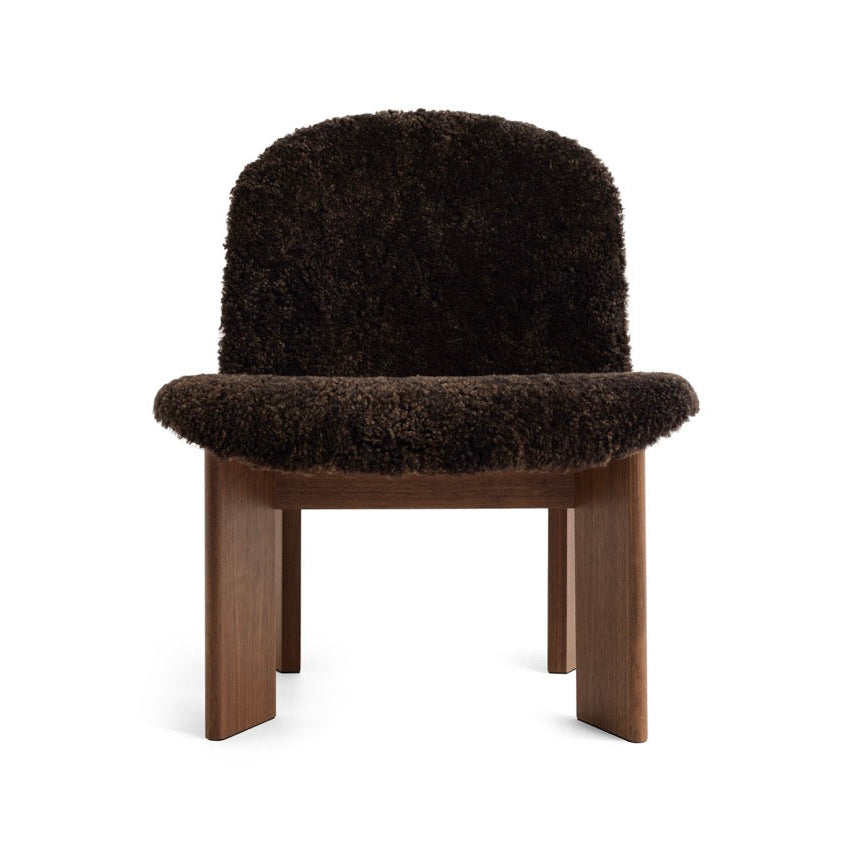 HAY Chisel 85 Lounge Chair gelakt walnoot schapenvacht Espresso voorkant