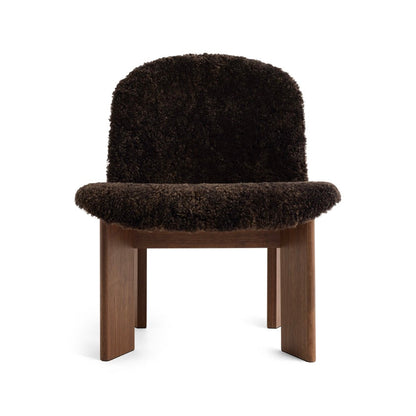 HAY Chisel 85 Lounge Chair gelakt walnoot schapenvacht Espresso voorkant