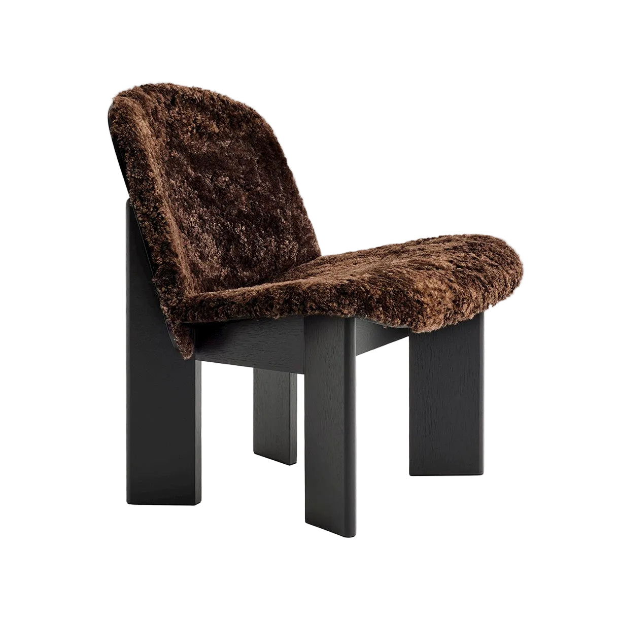 HAY Chisel 85 Lounge Chair zwart gelakt eiken schapenvacht Espresso